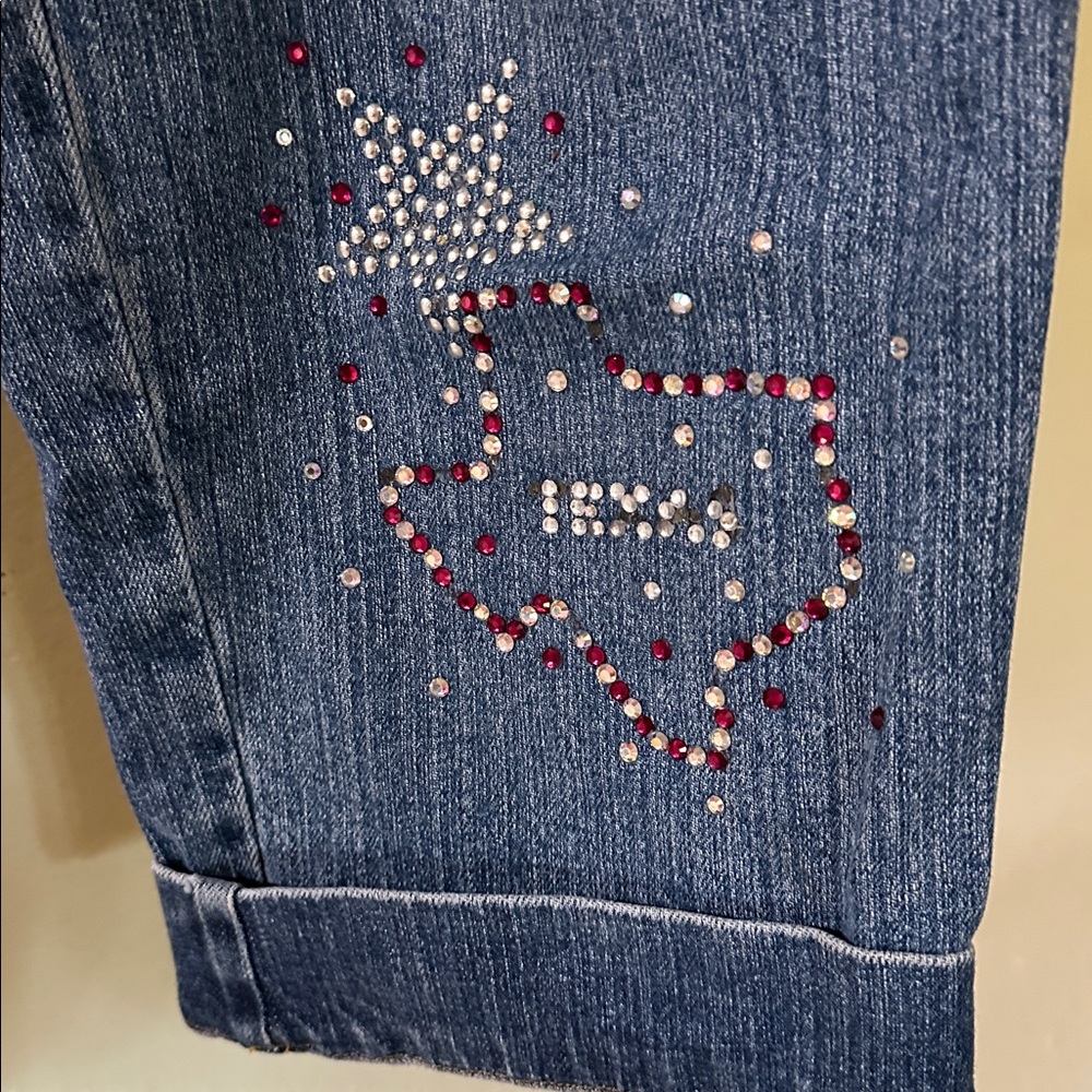 JONES SPORT Embellished Denim Capri Jeans
